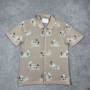 Free Planet Shirt Mens Medium Beach Knit Button Front Coastal Lost In Paradise